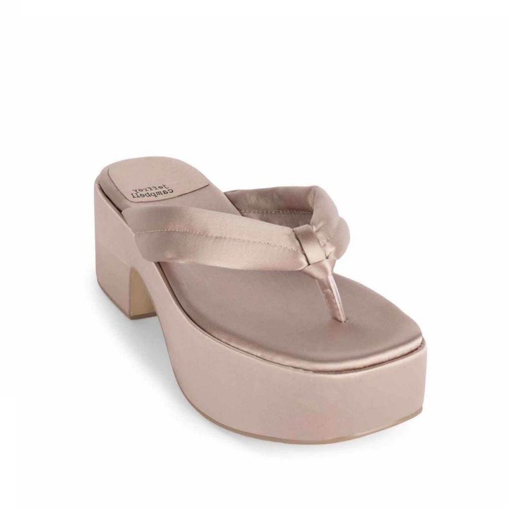 Jeffrey Campbell Blush Satin Platform Thong Sandals